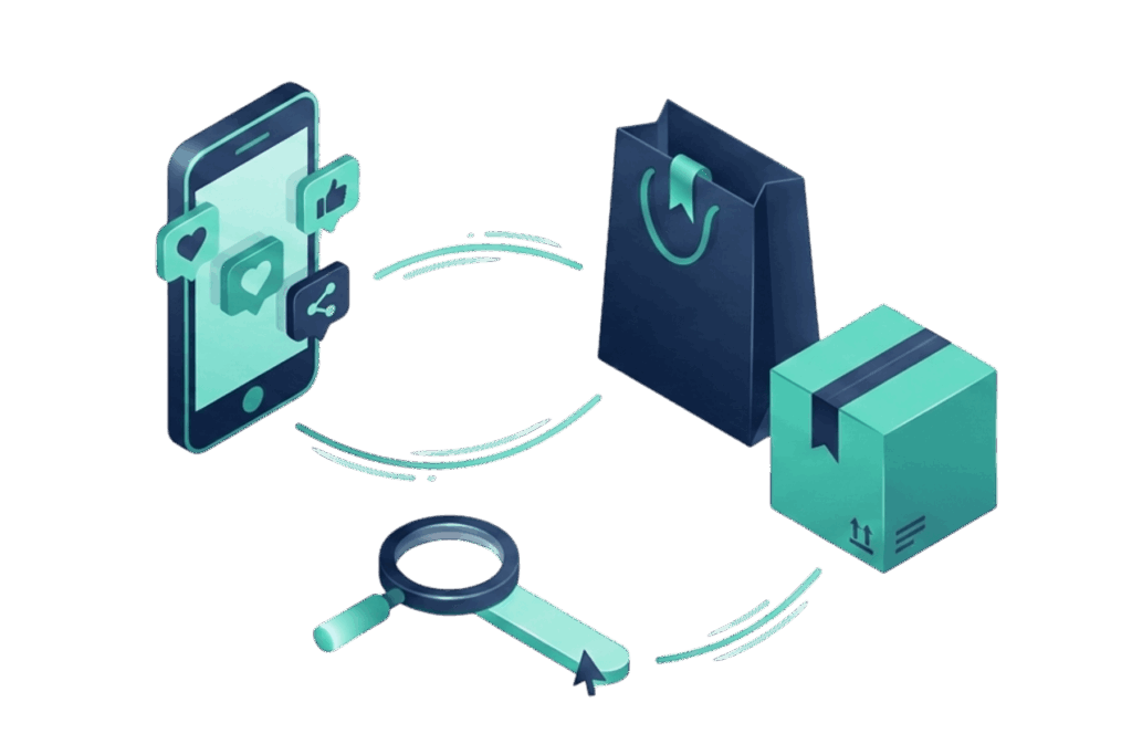 Visualisierung der Customer Journey über Social Media, Google Suche und E-Commerce Kauf bei Stoll Consulting